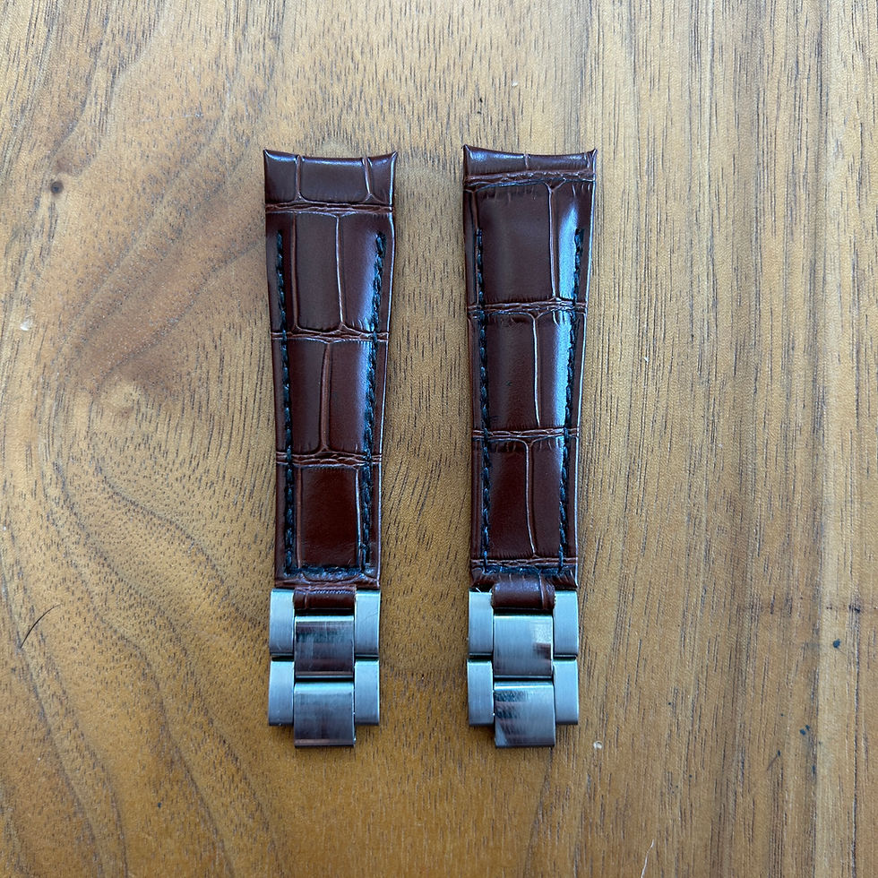 Thumbnail: 20 mm BROWN Alligator Cowhide Rolex submariner BLACK