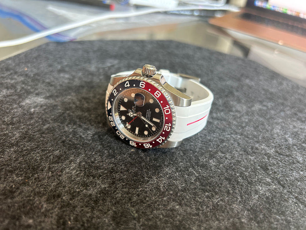 Thumbnail: 20mm WHITE Caoutchouc Vulcanized rubber RED/BLUE strap GMT-MASTER II Pepsi