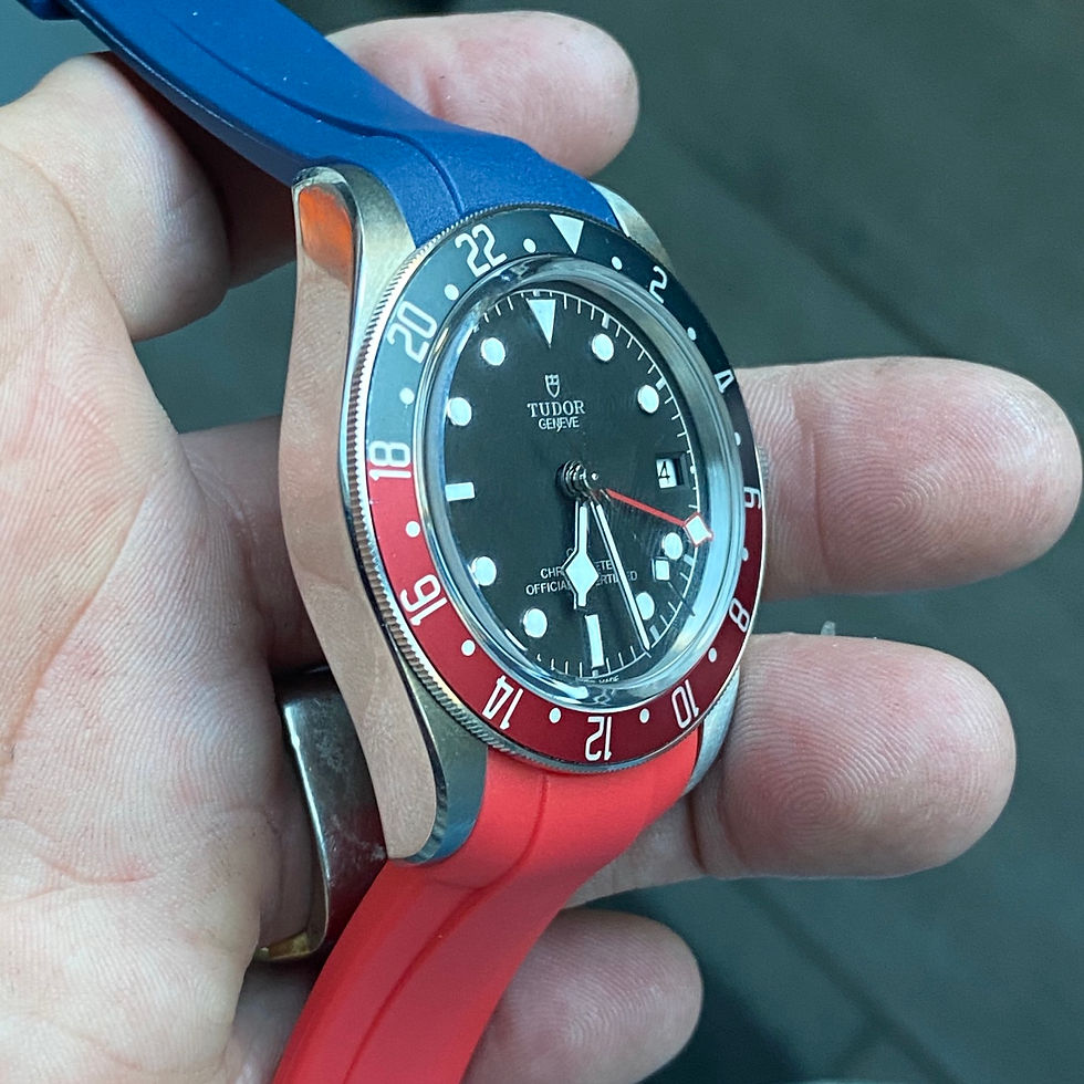 Thumbnail: BLUE & RED Vulcanized Rubber strap for Tudor BLACK BAY GMT watches 