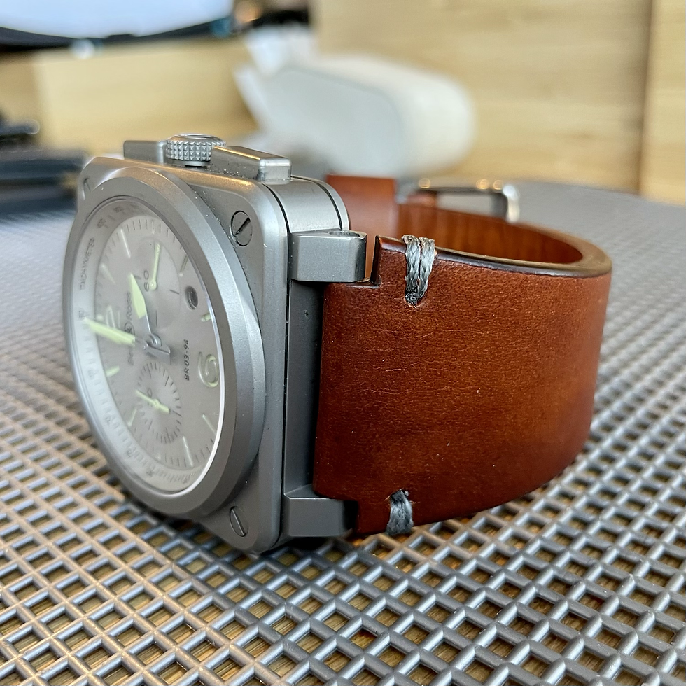 Thumbnail: 24mm Sunset BROWN bell and Ross strap GRAY stitch 