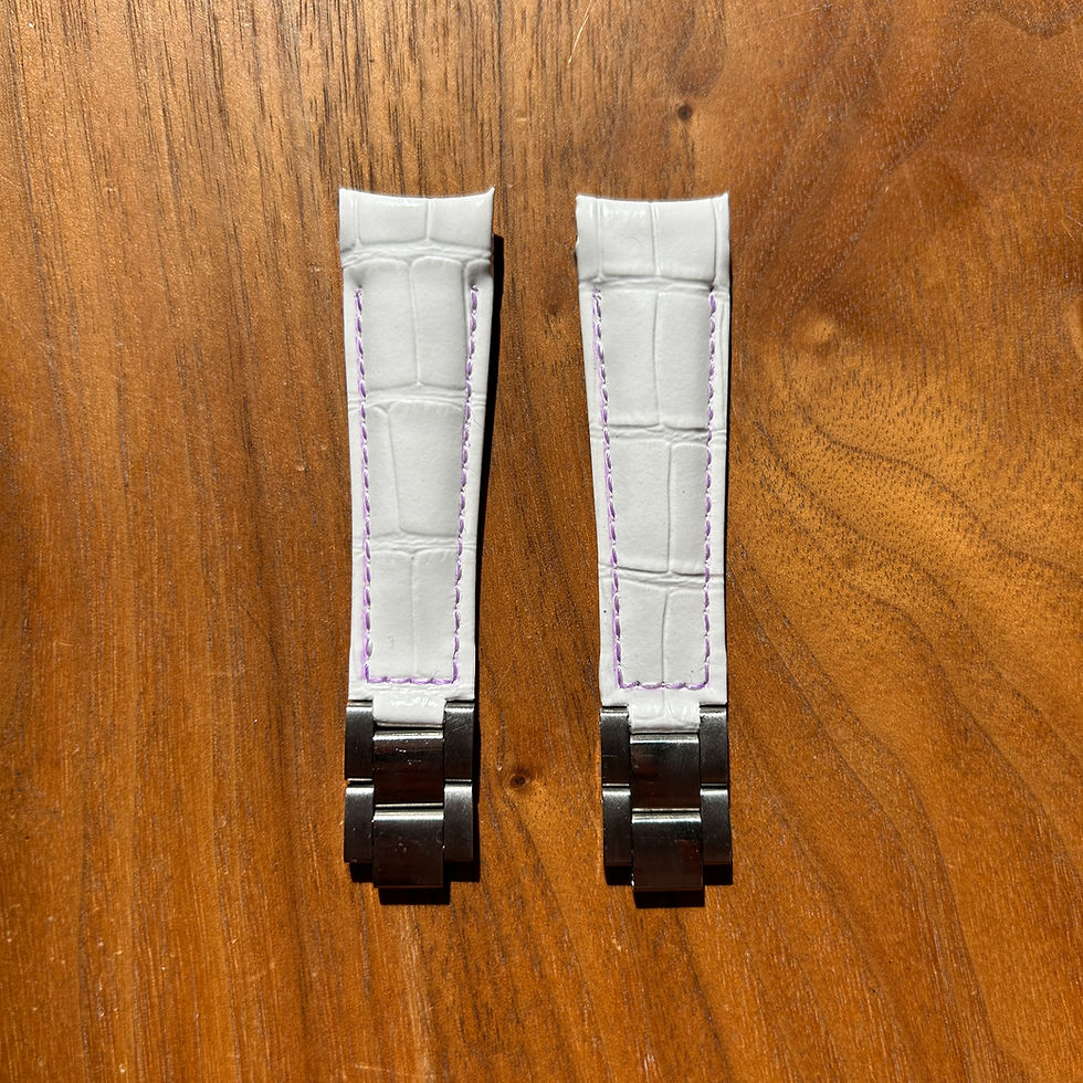 Thumbnail: 20 mm WHITE Alligator Cowhide Rolex submariner PINK