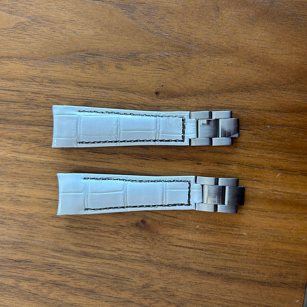 Thumbnail: 20 mm WHITE Alligator Cowhide Rolex submariner BLACK