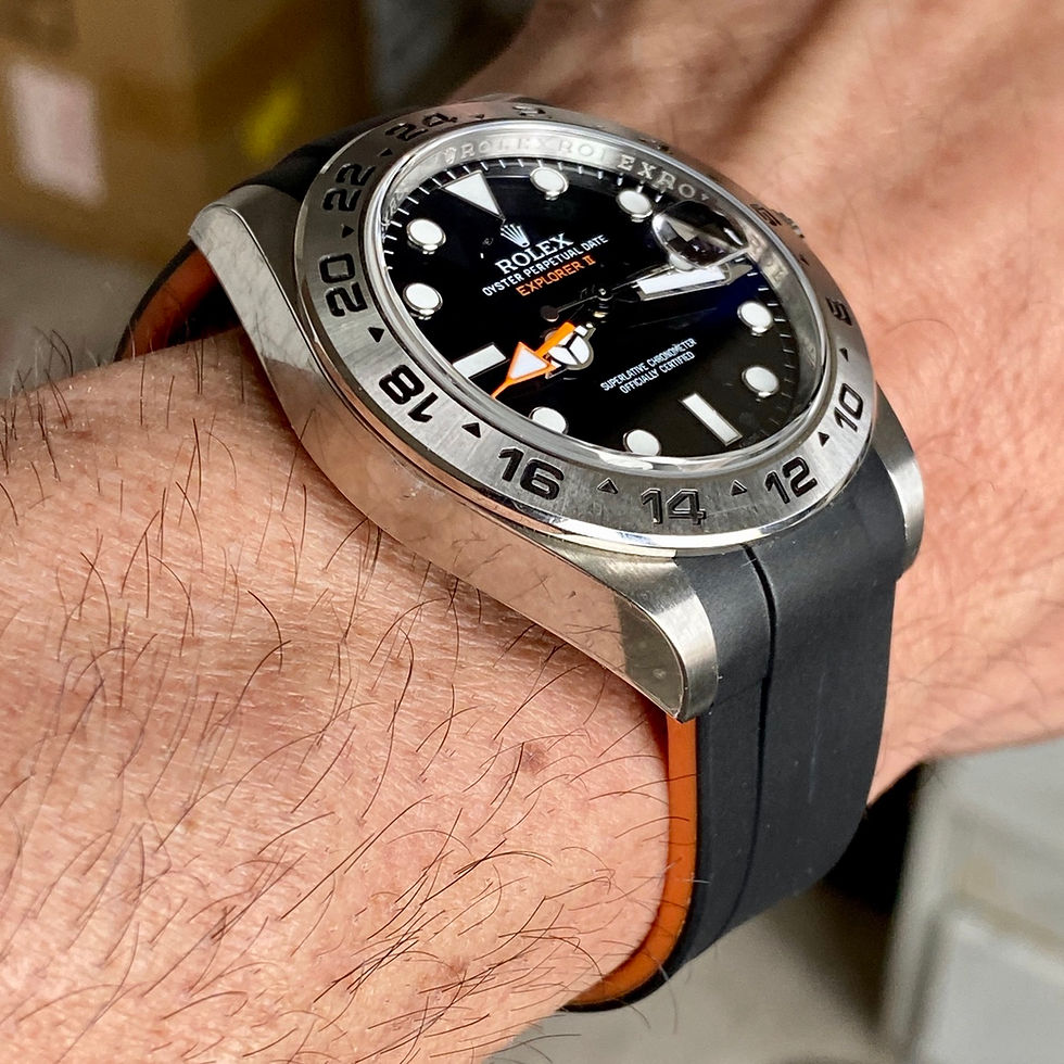 Thumbnail: 21mm BLACK/ORANGE Vulcanized Rubber for EXPLORER II READ BELOW