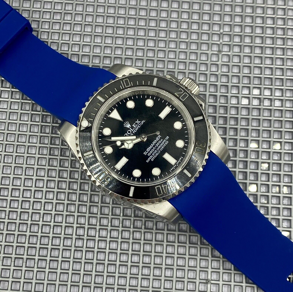 20mm BLUE F Silicone Rubber Strap Band Fits Rolex Daytona, GMT, SUBMARINER DATE