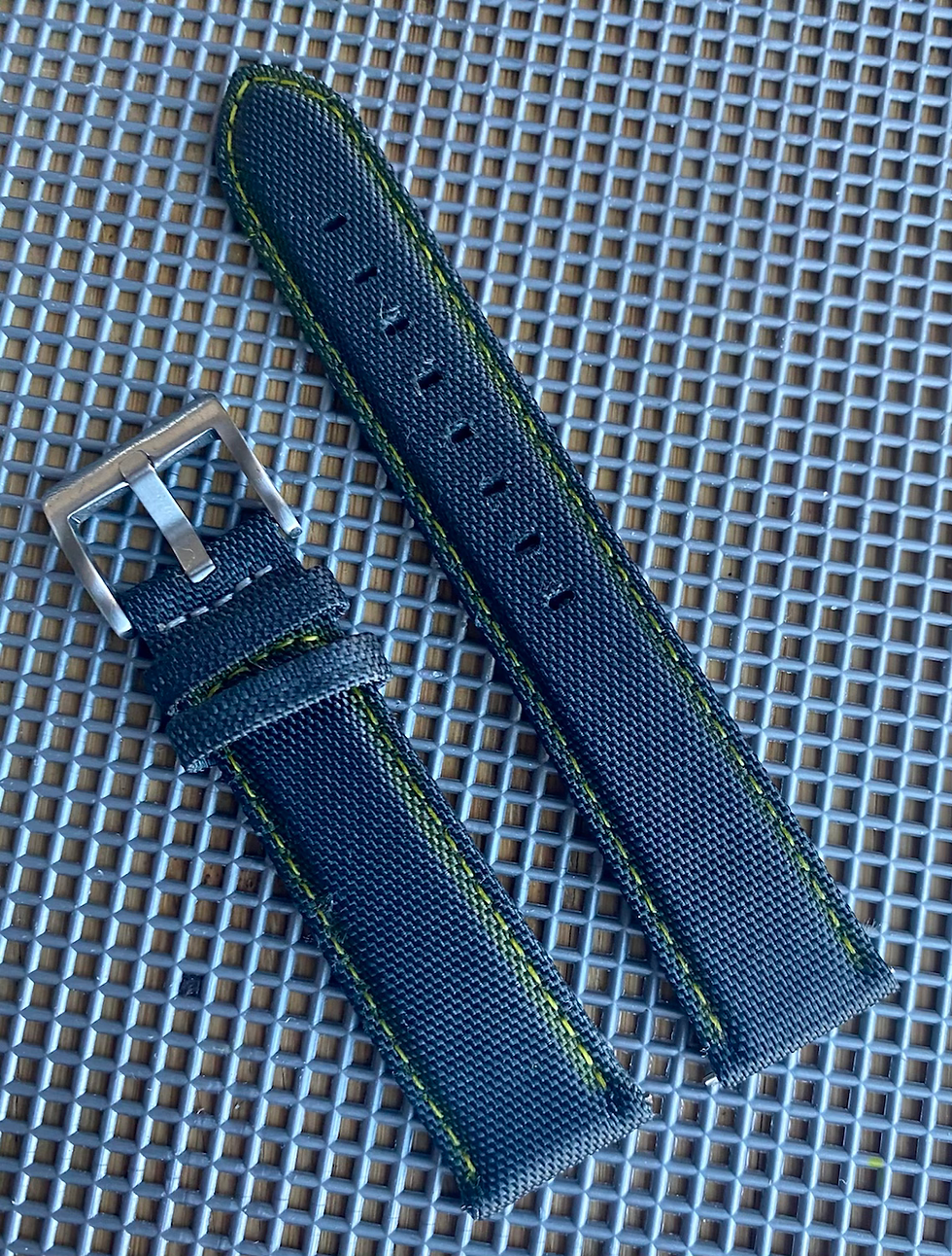 Thumbnail: GRAY sailcloth strap YELLOW stitch