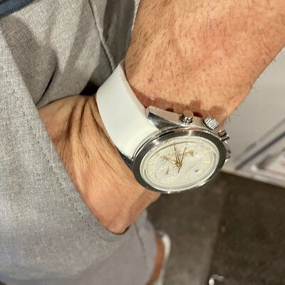 18mm WHITE F Silicone Rubber Strap Band Fits most 18mm Lug width watches