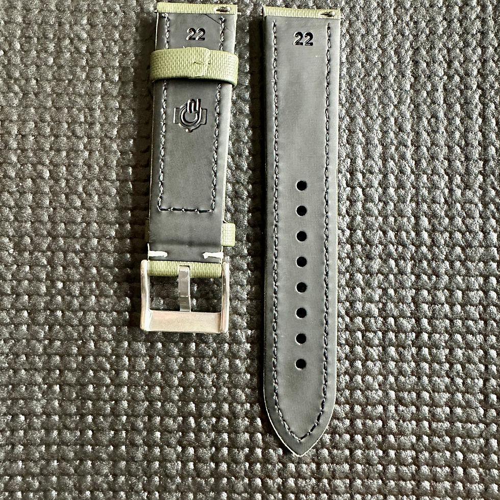 Thumbnail: Green High Quality Real Sailcloth Waterproof Watch Strap GREEN Stitch
