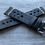 Thumbnail: BLACK Thick, Crazy Horse Leather Racing watch strap - WHITE LINE
