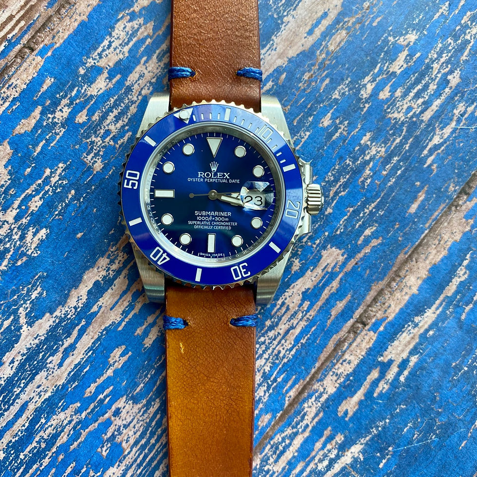 Thumbnail: “Sunset” BROWN Cumberland Canyon leather BLUE stotch