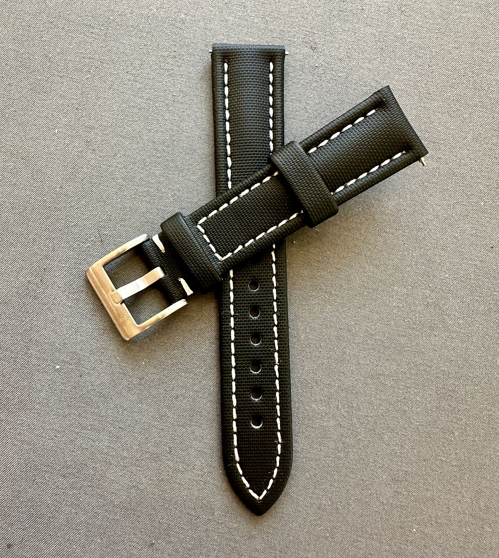 Thumbnail: High Quality Real Sailcloth Waterproof Watch Strap White Stitch