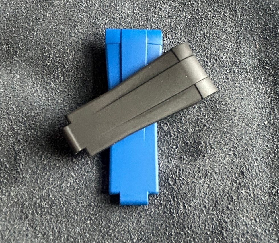 Thumbnail: 20mm Caoutchouc rubber strap fitted Rolex Yacht-Master w/out Buckle Black/Blue
