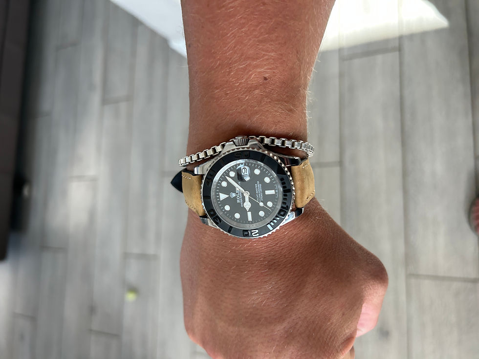 Thumbnail: 20mm TAN Waterproof Rubber &; Top Grain Leather strap, open