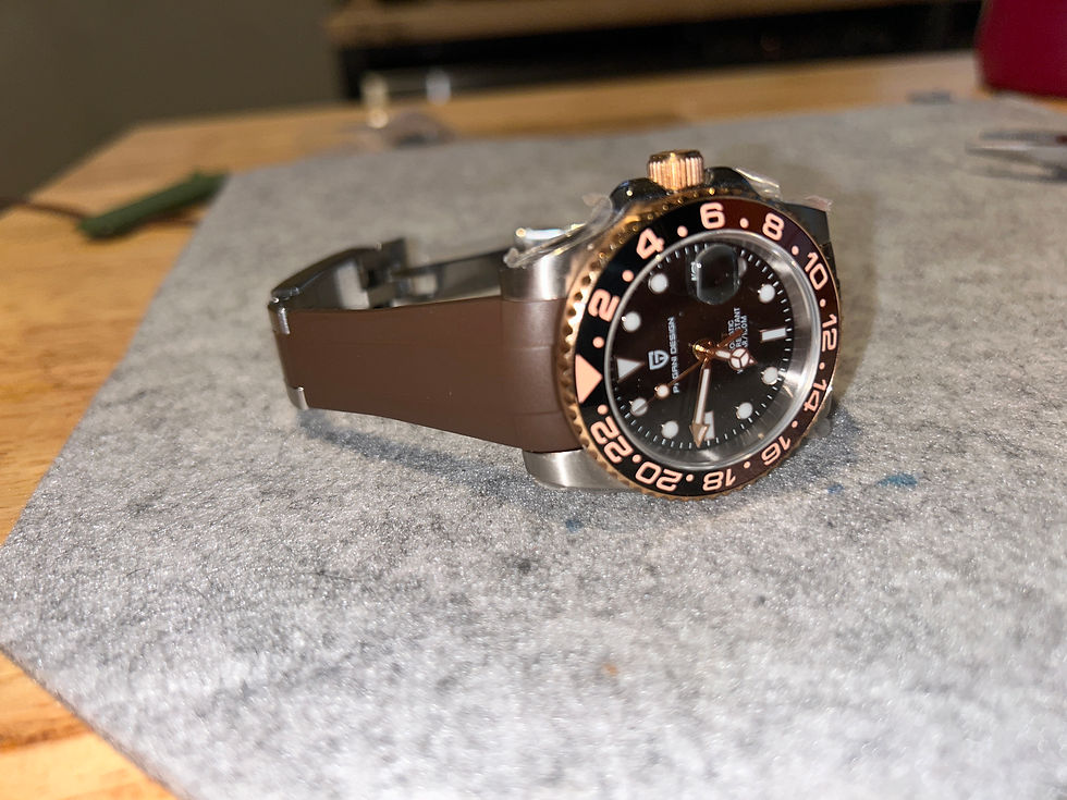 Thumbnail: 20mm BROWN Vulcanized caoutchouc rubber Strap Omega GMT Deployment