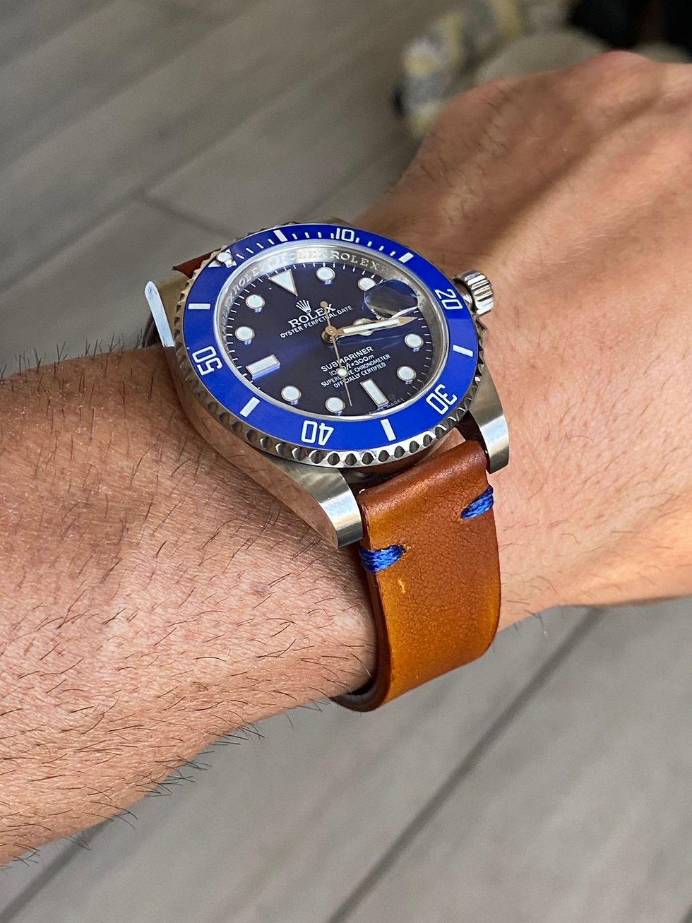 Thumbnail: “Sunset” BROWN Cumberland Canyon leather BLUE stotch