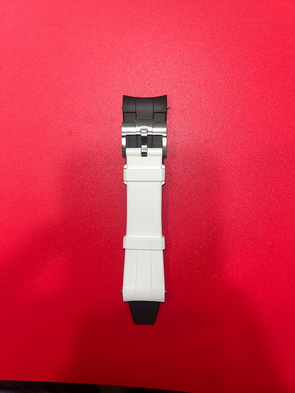 Thumbnail: 22mm WHITE/BLACK Vulcanized Caoutchouc rubber Strap Seiko