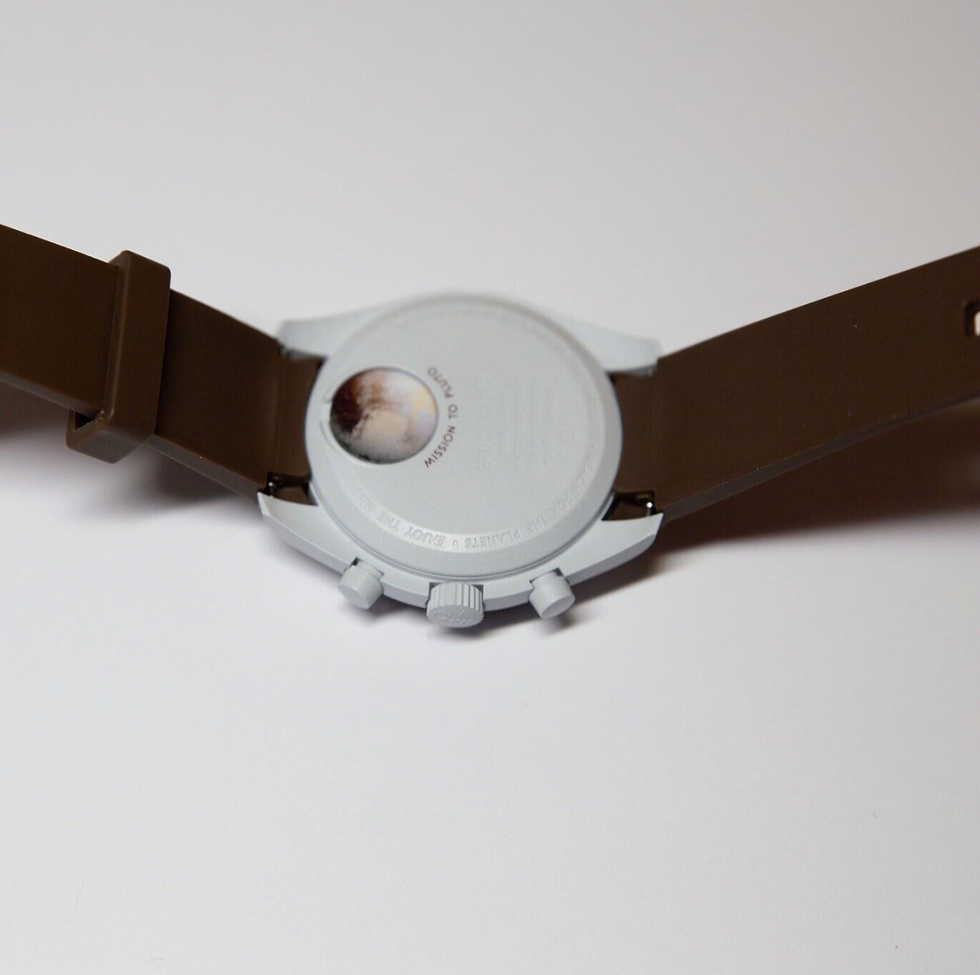 Thumbnail: 20mm BROWN silicone Mission to NEPTUNE WHITE Moonswatch