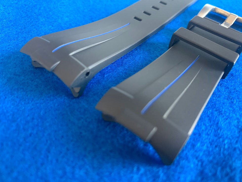 Thumbnail: 24mm Vulcanized Rubber Strap for Panerai Luminor - Perfect fit Blue Stripe