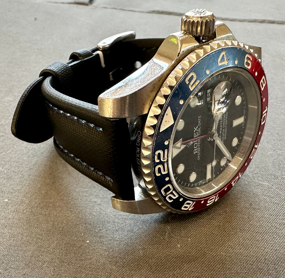 Thumbnail: High Quality Real Sailcloth Waterproof Watch Strap Blue Stitch