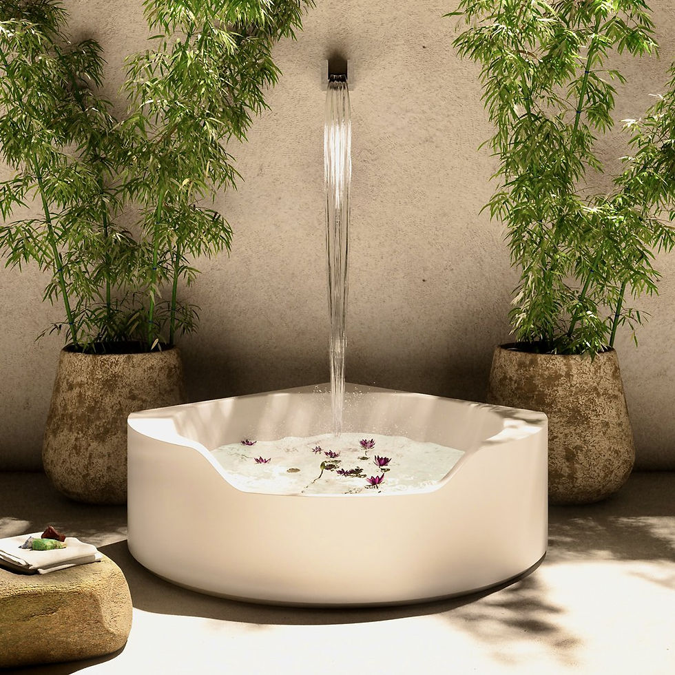 Miniature : Baignoire Ofuro en îlot avec mur végétal – style zen et minimaliste