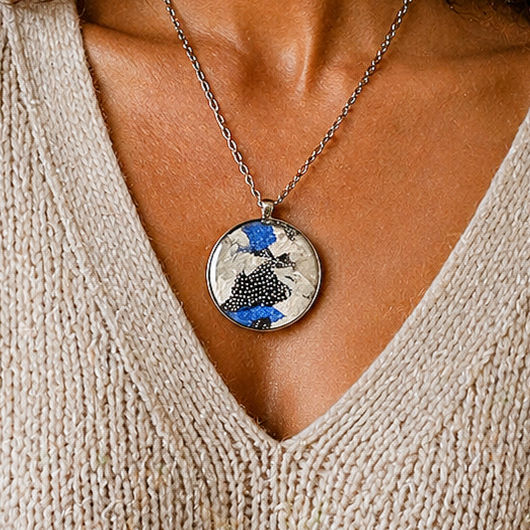 Blue, Silver and White Pendant Necklace No. 2