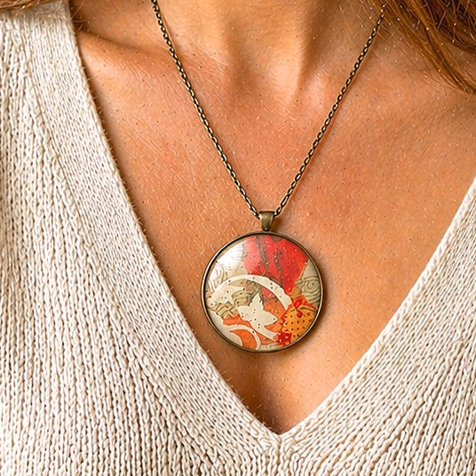 Pink, Gold and White Pendant Necklace No. 2