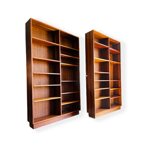 Pair MidCentury Modern Walnut Bookshelf’s Heirloom Decor