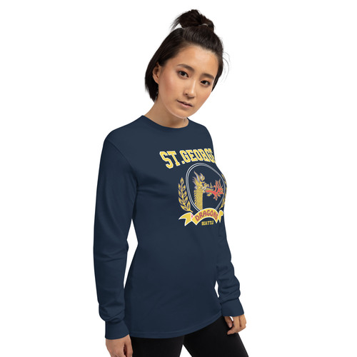 しつ ADULT St. George Dragon Long Sleeve T-Shirt (NAVY) | St. George School
