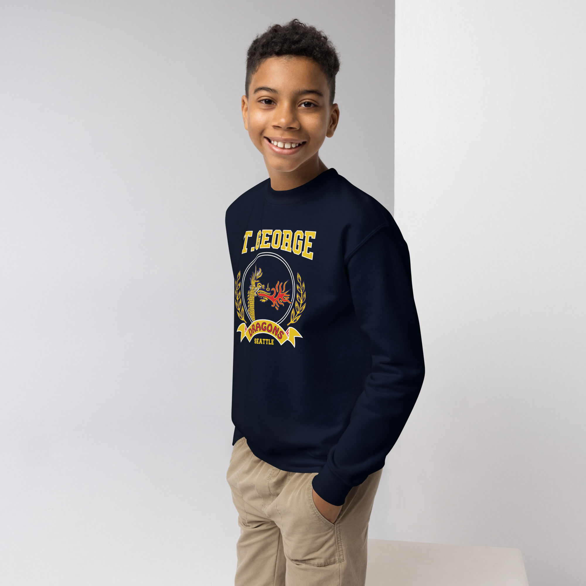 YOUTH St. George Dragon Crewneck Sweatshirt (NAVY)