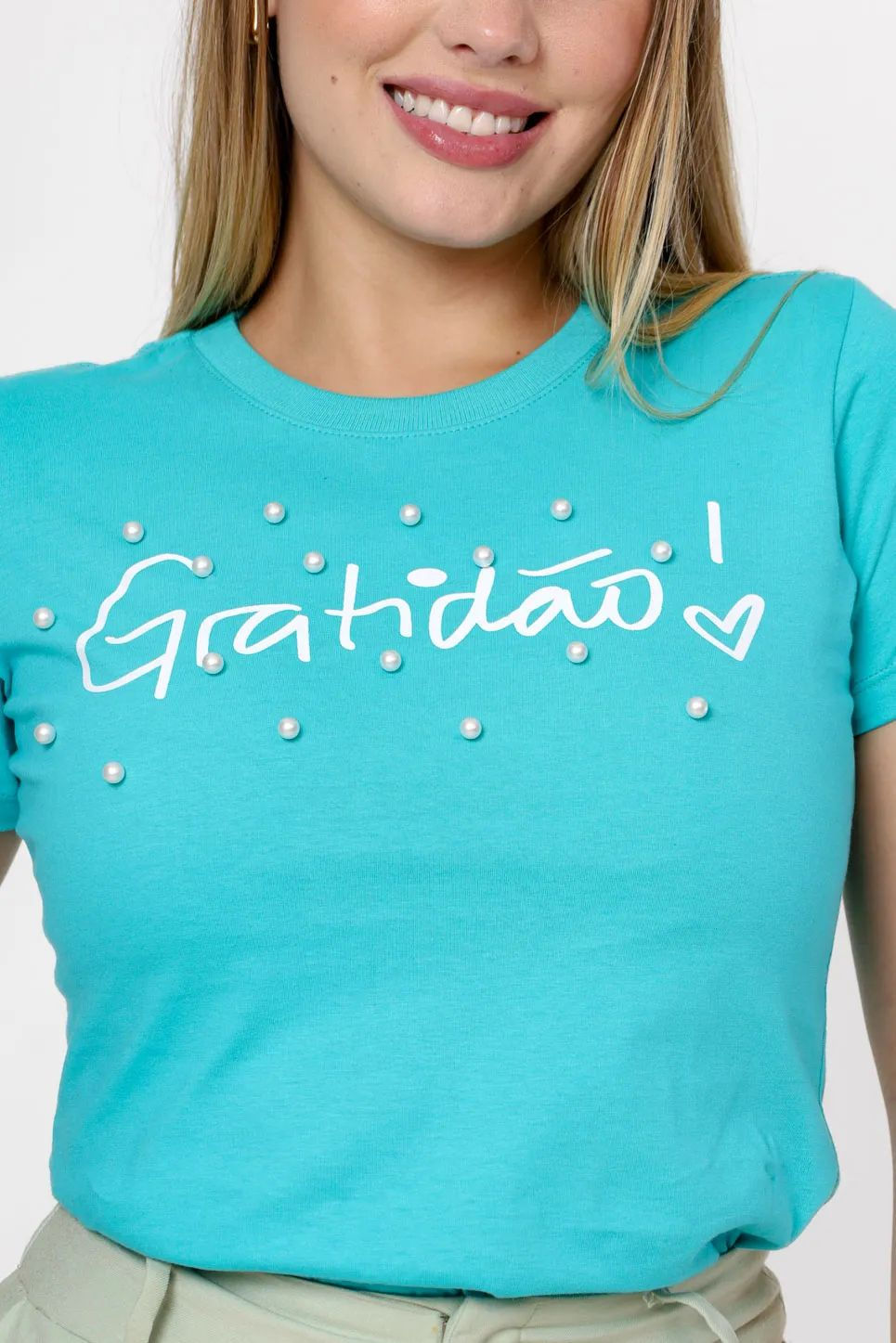 T-shirt Gratidão c/ Perola