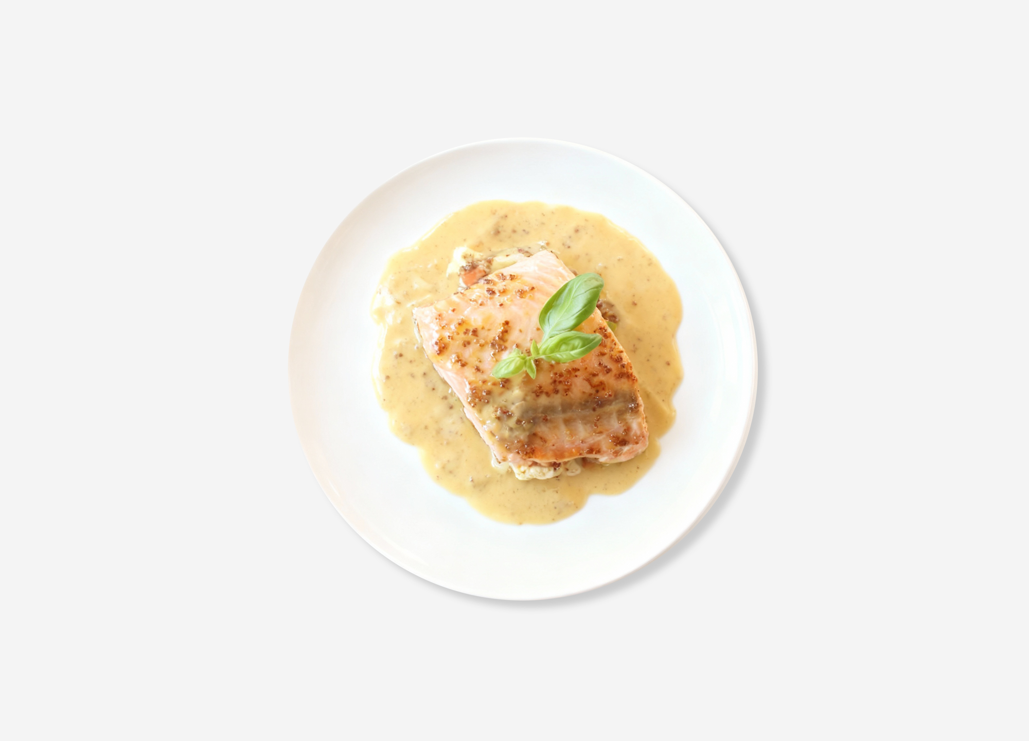 Saumon rôti, sauce moutarde et miel