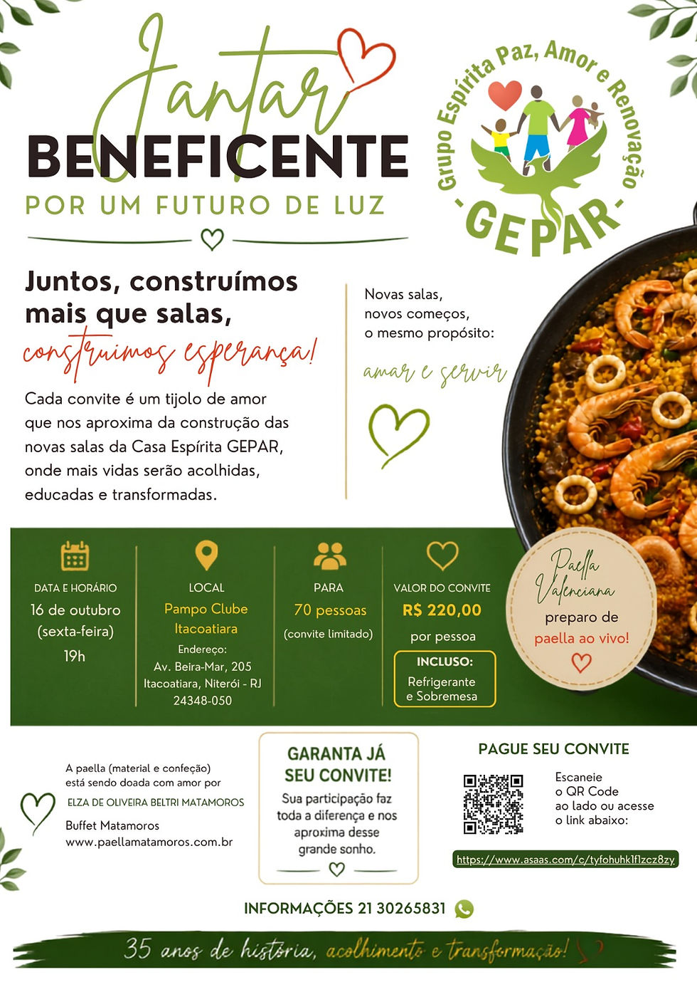 Jantar Beneficente GEPAR — Por um Futuro de Luz