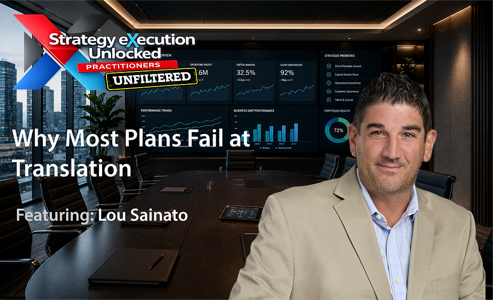 Strategy eXecution Unlocked (Practitioners Unfiltered) Featuring Lou Sainato