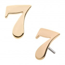 Thumbnail: 14KT YELLOW GOLD THREADLESS WITH NUMBER