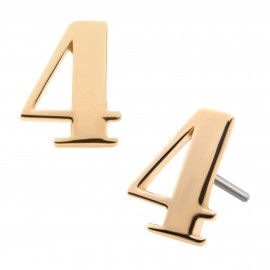 Thumbnail: 14KT YELLOW GOLD THREADLESS WITH NUMBER