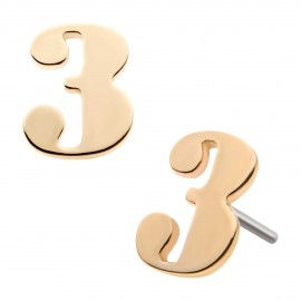 Thumbnail: 14KT YELLOW GOLD THREADLESS WITH NUMBER