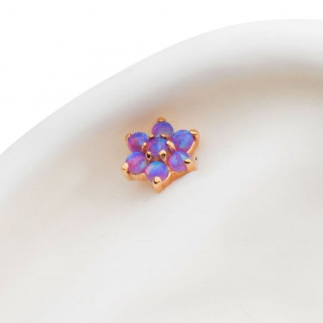 Thumbnail: 14Kt Yellow Gold Threadless w/ 7pc Prong SetOpal Flower Top