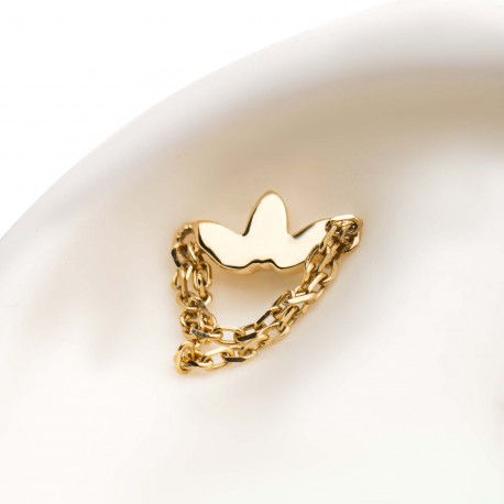 Thumbnail: 14Kt Yellow Gold Threadless Flower Top with 2 Dangling Chains