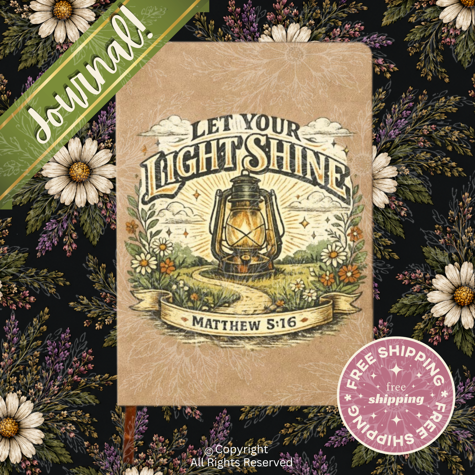 Matthew 5:16 Light Shine Hardcover Journal Notebook