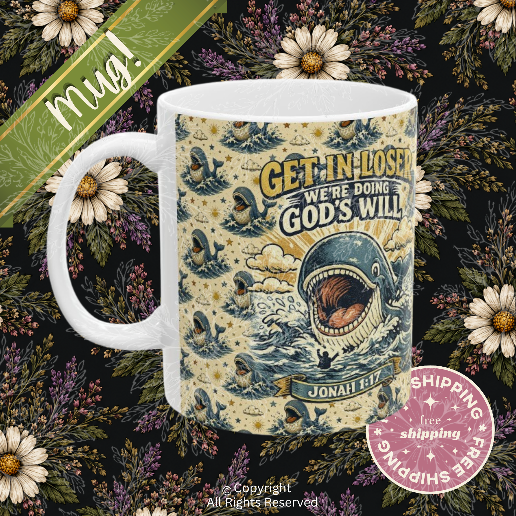 Jonah1:17 Whale Ceramic Mug 11oz & 15oz