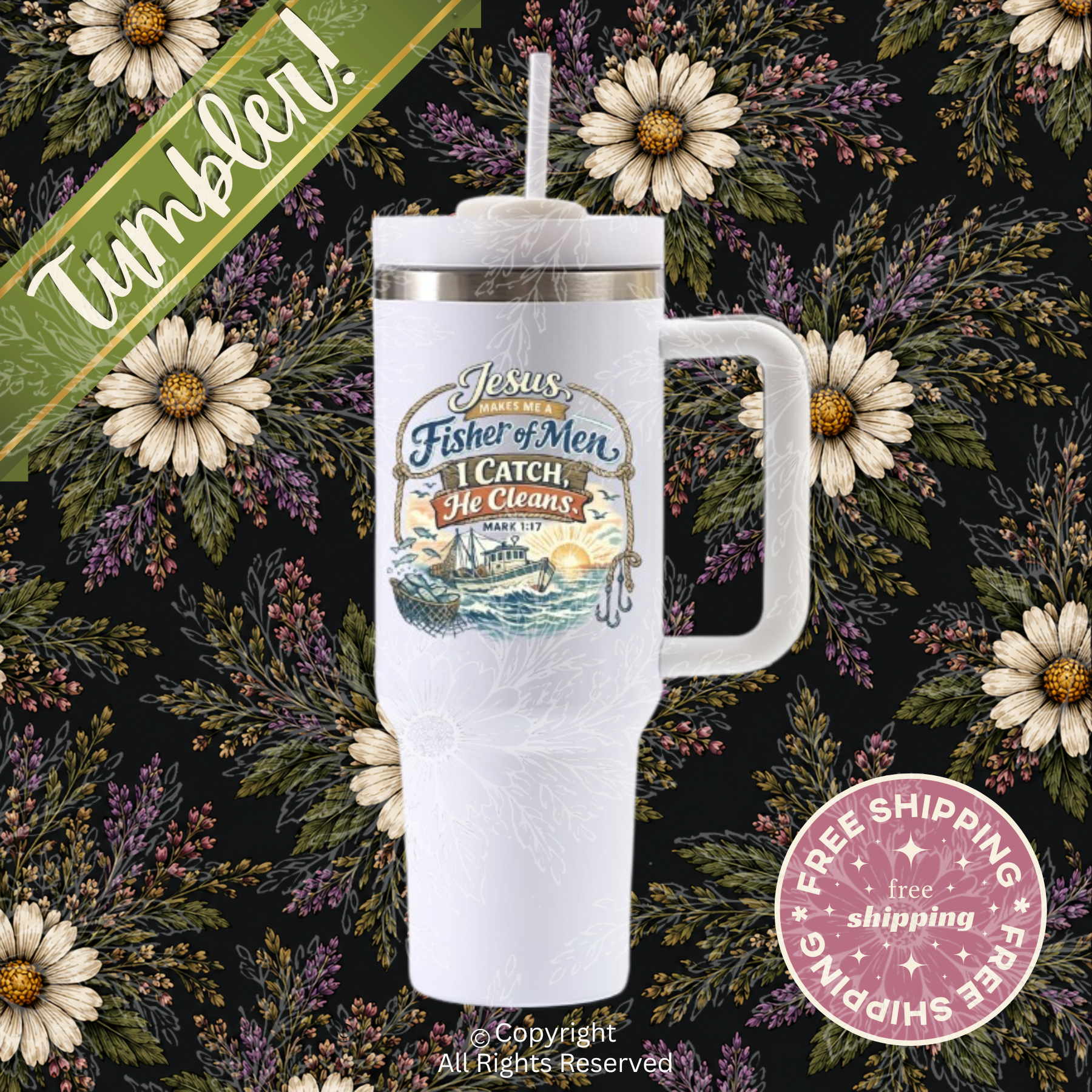 Mark 1:17 Fisher Of Men 40 oz Tumbler With Handle