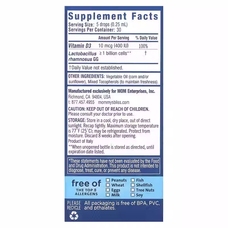 תמונה ממוזערת: טיפות פרוביוטיקה לתינוקות + ויטמין D, ניו-בורן+, יחב""ל 400, 10 מ""ל