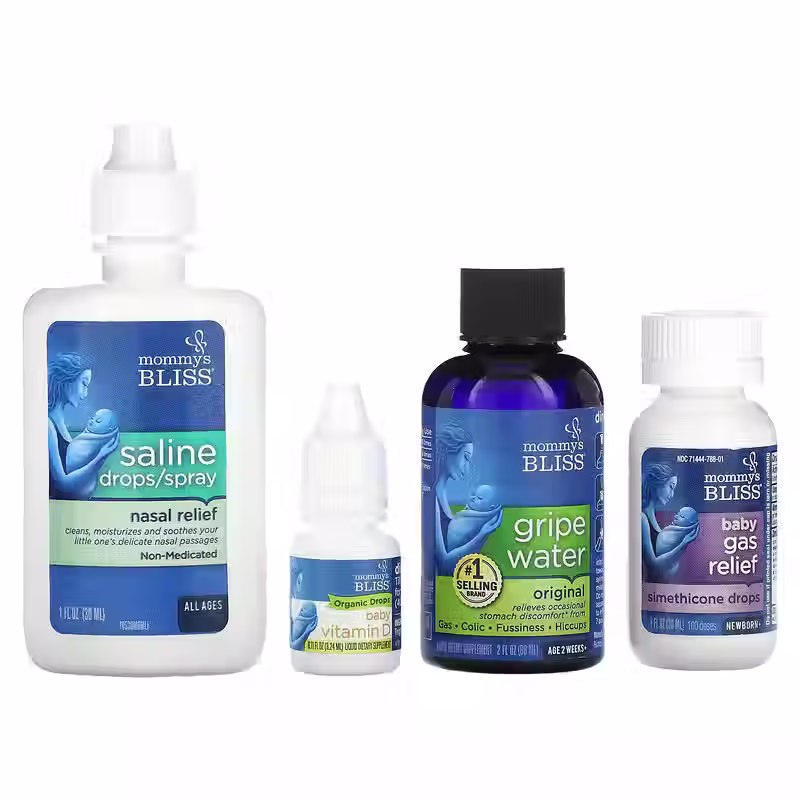 תמונה ממוזערת: Vitamin D 400 IU ,ערכה של 4 חלקים : תרסיס מי מלח, טיפות להקלה בגזים, גריפ-ווטר