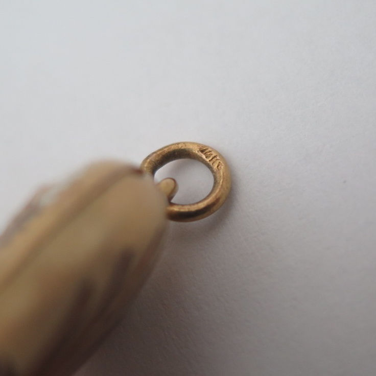 Thumbnail: Vintage Art Deco 14k Gold Egyptian Revival Pharaoh Enamel Pendant Locket