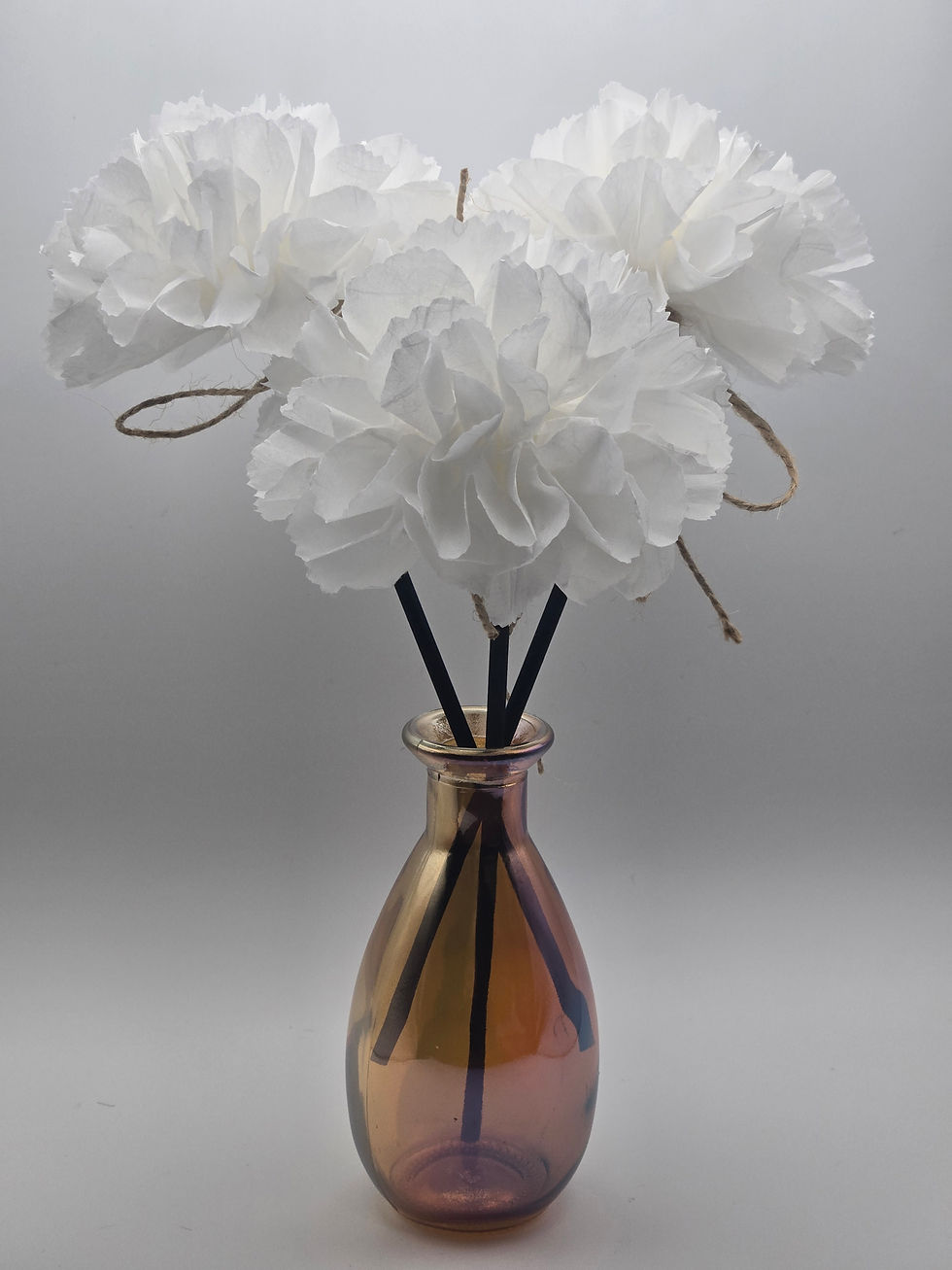 Three Carnation Paper Flower Diffuser Stick Set