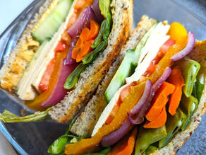 Toasted sandwich with fresh and grilled veggies
