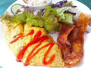 Medium firm tofu omelette.