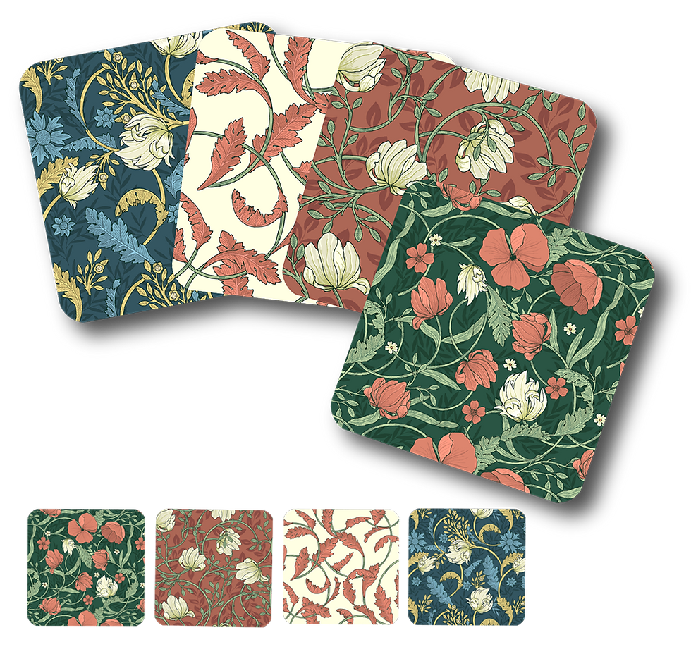 Vintage Floral-Set of 4 Coasters