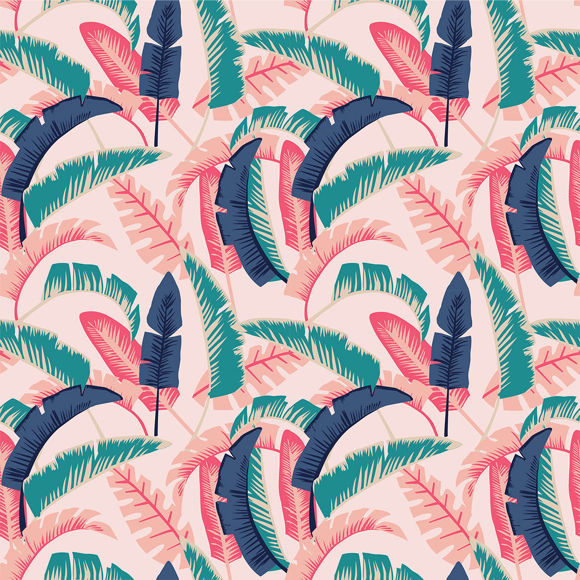 Tropical Floral - Teal Coral