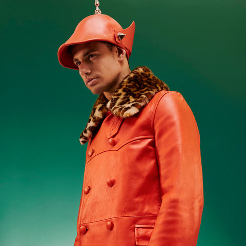 Gabriel Riccieri Brazilian male model Moschino menswear collaboration tailoring coats accessories fashion photography Eddie Blagbrough London photographer
