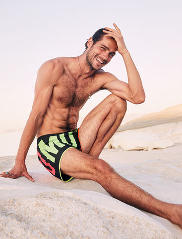 Gio Mavrogiannis Greek male model Milos island Greece travel Moschino menswear collaboration fashion photography Eddie Blagbrough London photographer